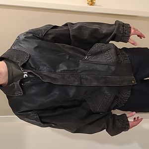 1986 Guess Black Jean and Leather Jacket